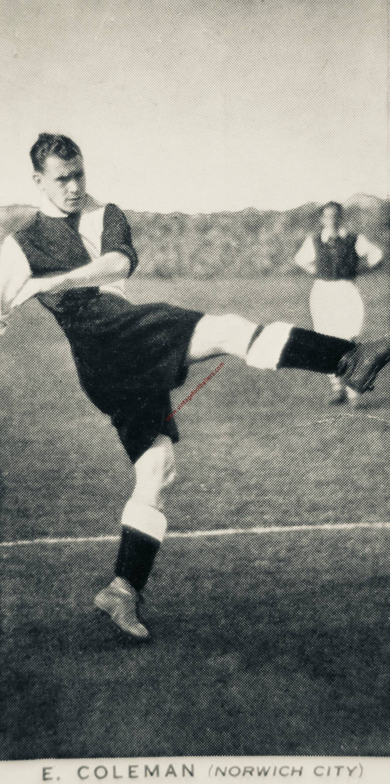Norwich City COLEMAN anni 1930 vintage football foto cartolina EB13P 